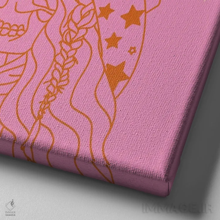 تابلو کاولگرل "عشق یا مرگ" با نگین در رنگ صورتی اثر آلی فالکن - نمای نزدیک بافت بوم