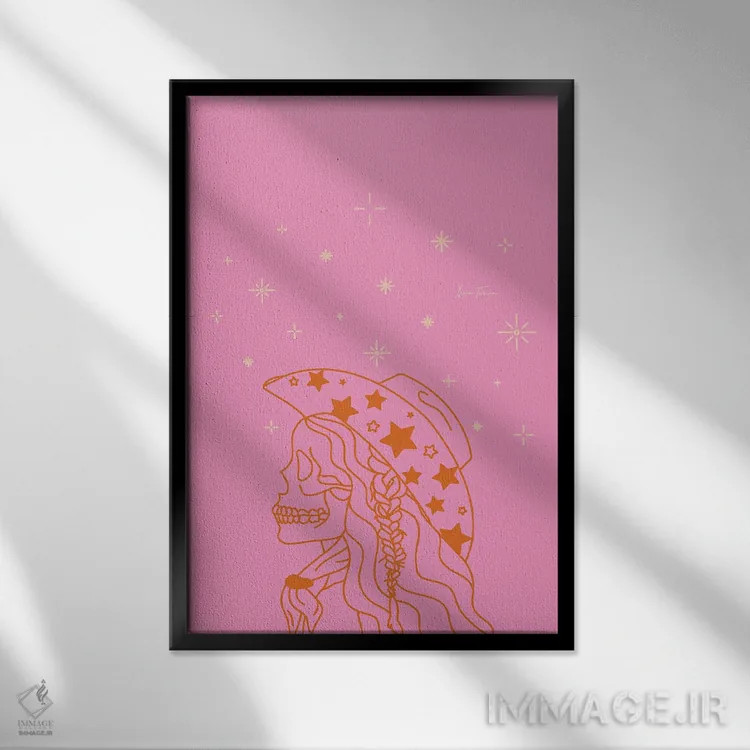 تابلو کاولگرل "عشق یا مرگ" با نگین در رنگ صورتی اثر آلی فالکن - نمای قابدار مشکی