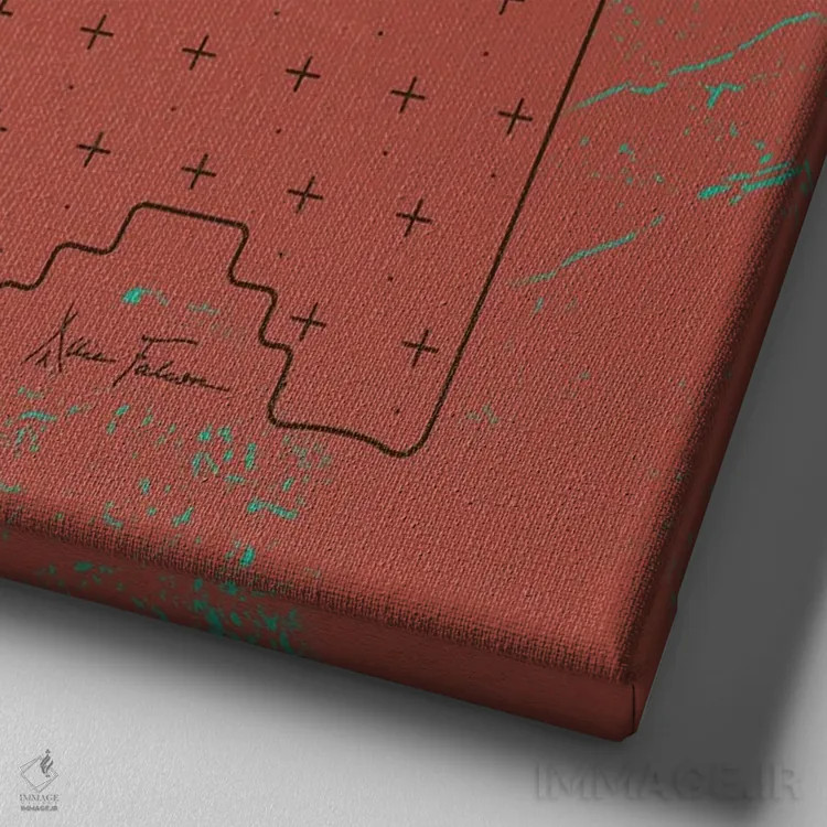 تابلو دختر ماه در آدوبی (رنگ یا مادهٔ آجر گلی) اثر آلی فالکن - نمای نزدیک بافت بوم