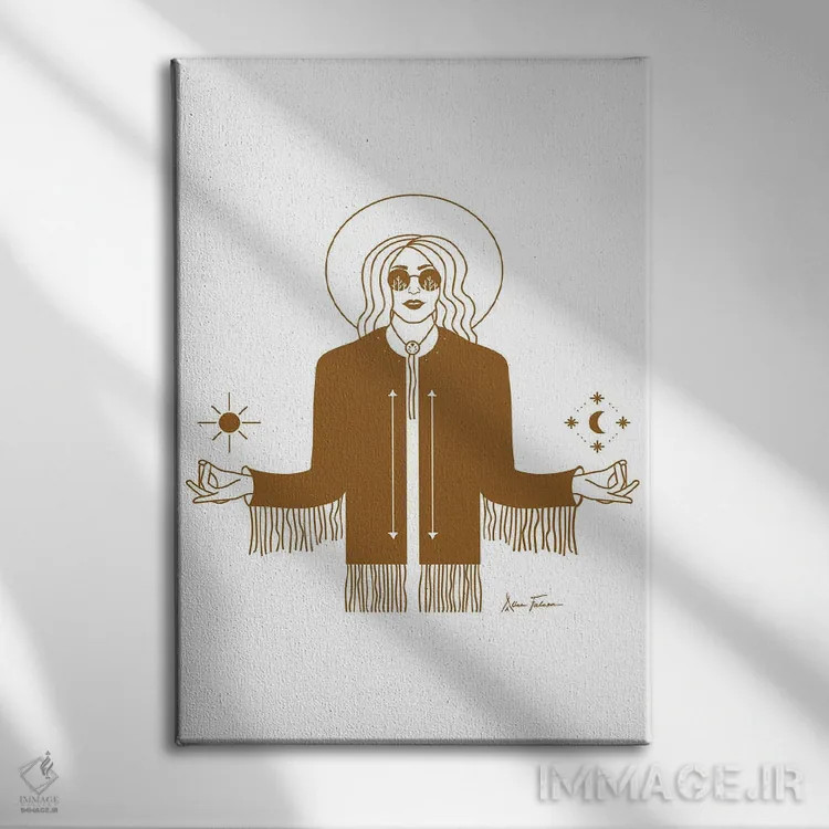 تابلو ملکهٔ کیهان اثر آلی فالکن - نمای روبهرو روی دیوار