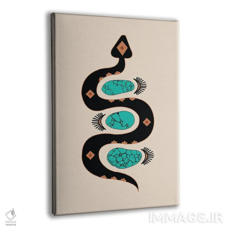 تابلو لغزش جنوبغربی در مشکی و فیروزهای اثر آلی فالکن - نمای پرسپکتیو محصول