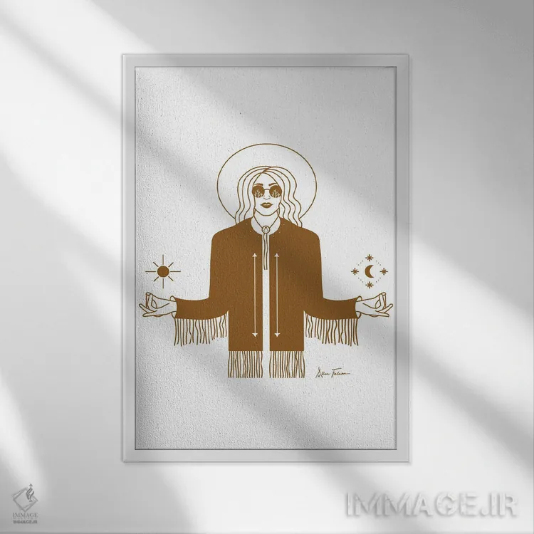 تابلو ملکهٔ کیهان اثر آلی فالکن - نمای قابدار سفید