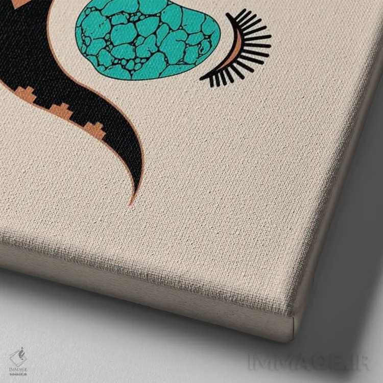 تابلو لغزش جنوبغربی در مشکی و فیروزهای اثر آلی فالکن - نمای نزدیک بافت بوم