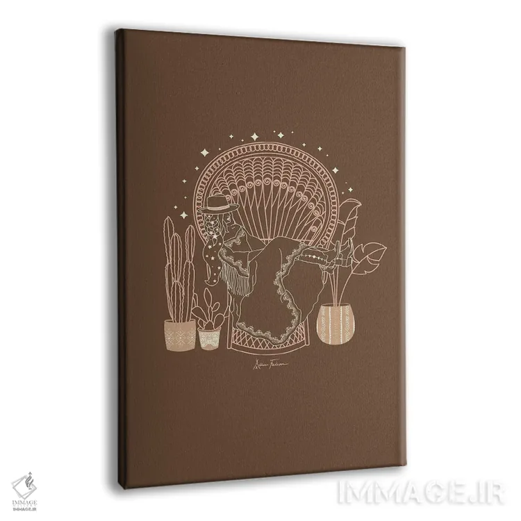 تابلو بوهمی تگزاس در قهوهای و گلگون اثر آلی فالکن - نمای پرسپکتیو محصول