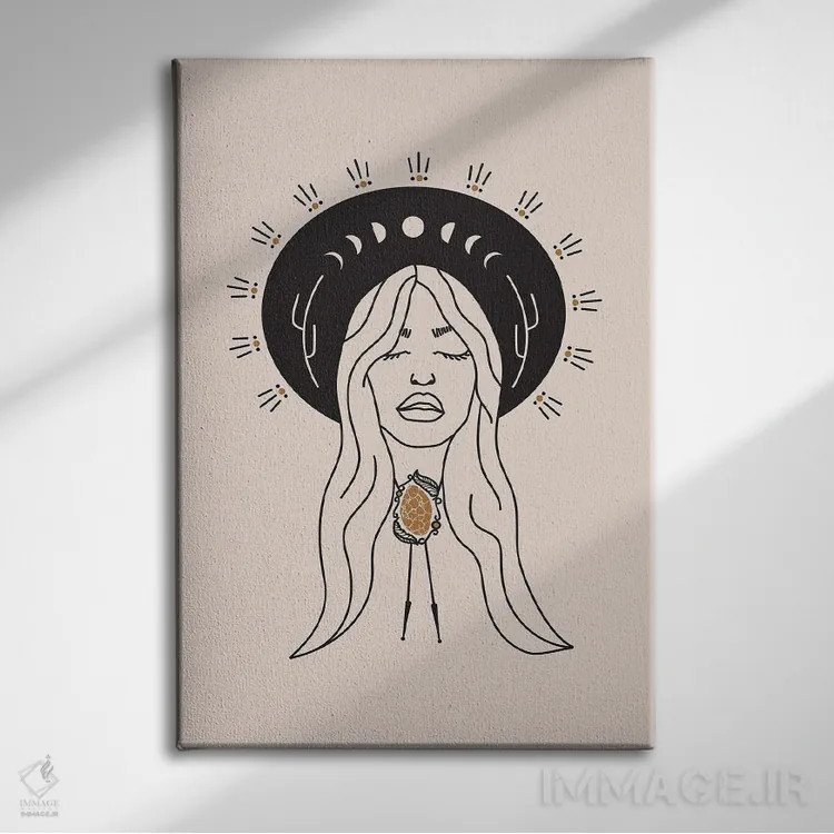 تابلو فرشته صحرا در مشکی و کرم اثر آلی فالکن - نمای روبهرو روی دیوار