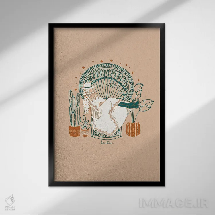 تابلو بوهمی تگزاس اثر آلی فالکن - نمای قابدار مشکی