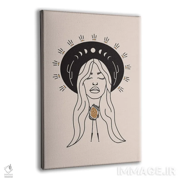 تابلو فرشته صحرا در مشکی و کرم اثر آلی فالکن - نمای پرسپکتیو محصول