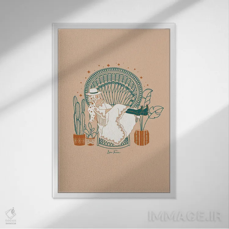 تابلو بوهمی تگزاس اثر آلی فالکن - نمای قابدار سفید