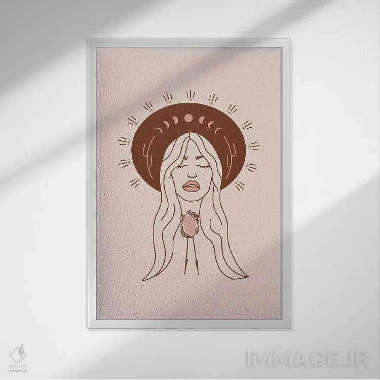 تابلو فرشته صحرا در رنگهای خاکی اثر آلی فالکن - نمای قابدار سفید