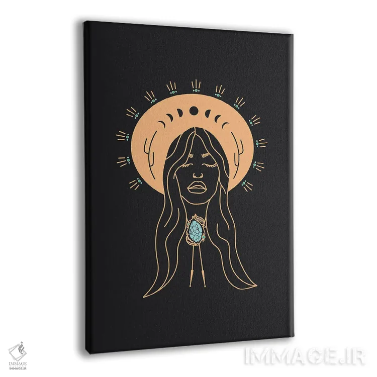 تابلو فرشته صحرا در هلویی و خاکستری زغالی اثر آلی فالکن - نمای پرسپکتیو محصول