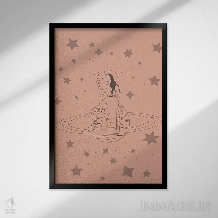تابلو جنت از سیارهای دیگر (کاولگرل فضایی) اثر آلی فالکن - نمای قابدار مشکی