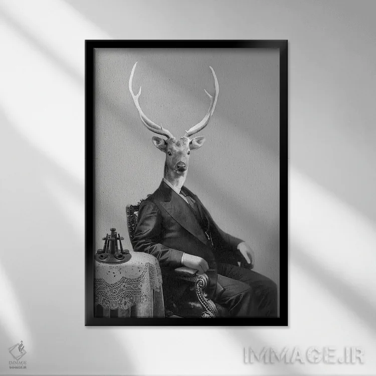 تابلو گوزن بزرگ اثر انیمال فَنسی - نمای قابدار مشکی