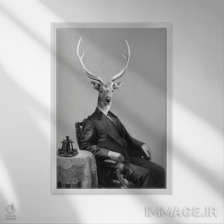 تابلو گوزن بزرگ اثر انیمال فَنسی - نمای قابدار سفید