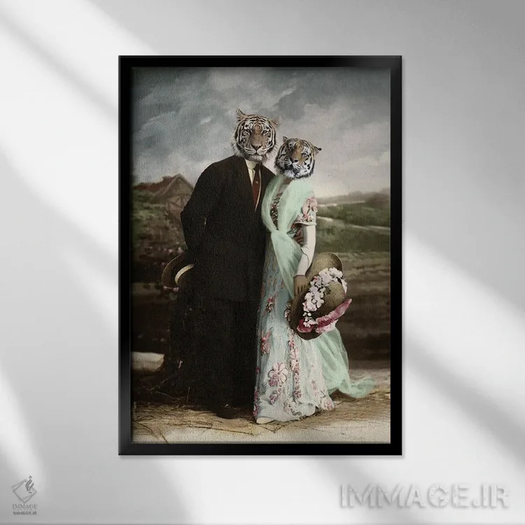 تابلو برت و لونی (نام زوج مشهور) اثر انیمال فَنسی - نمای قابدار مشکی