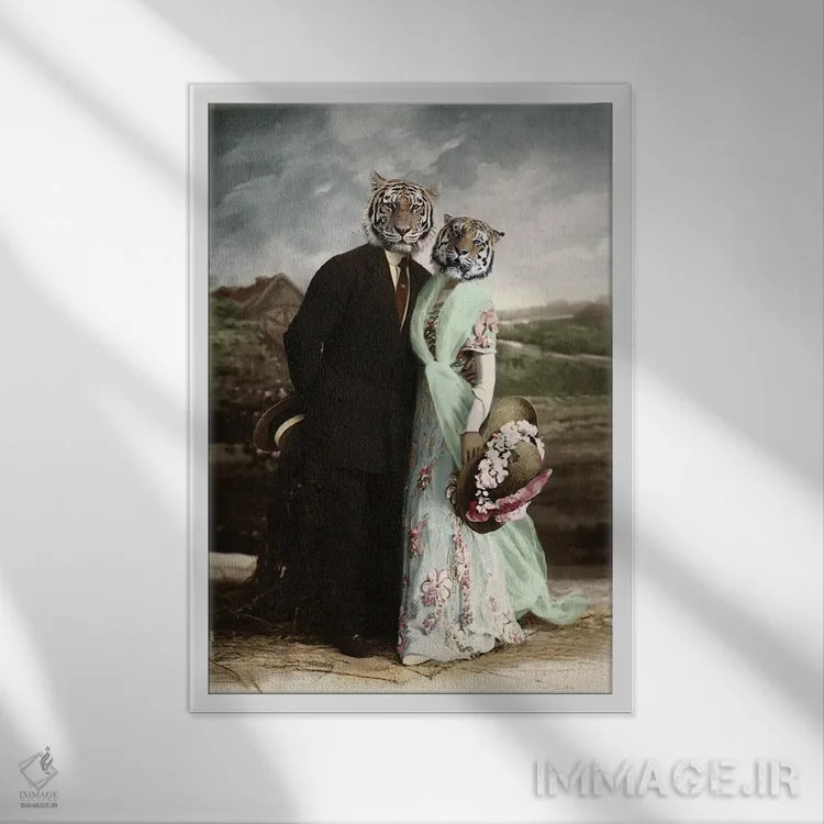 تابلو برت و لونی (نام زوج مشهور) اثر انیمال فَنسی - نمای قابدار سفید