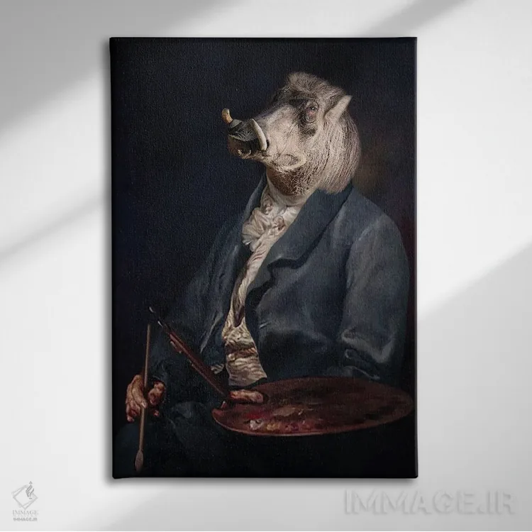 تابلو اندی ورتهاگ (طنز از اندی وارهول) اثر انیمال فَنسی - نمای روبهرو روی دیوار