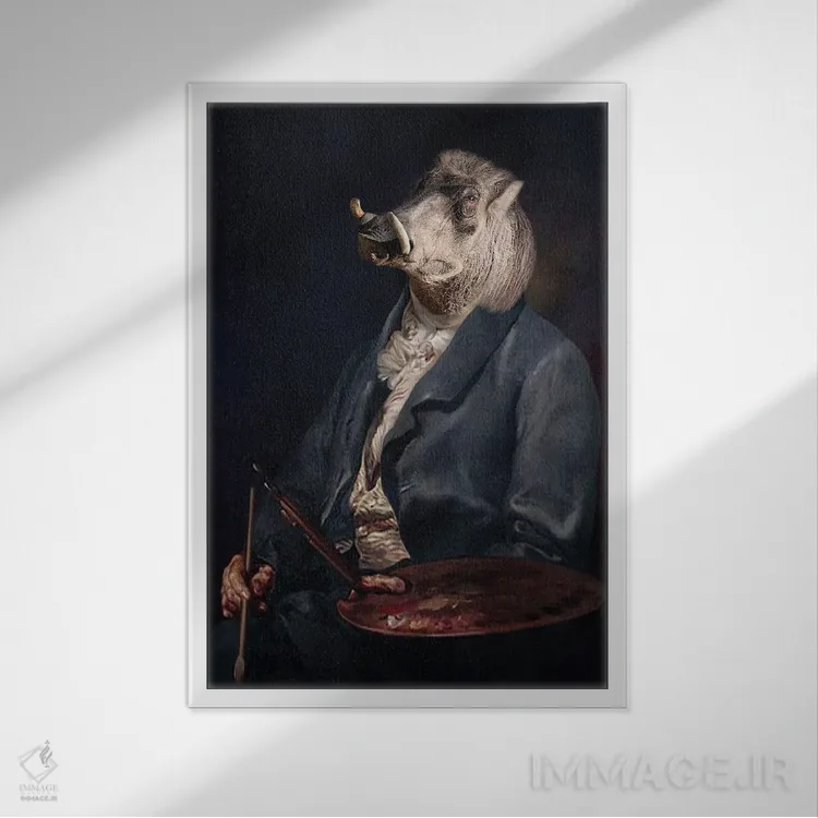 تابلو اندی ورتهاگ (طنز از اندی وارهول) اثر انیمال فَنسی - نمای قابدار سفید