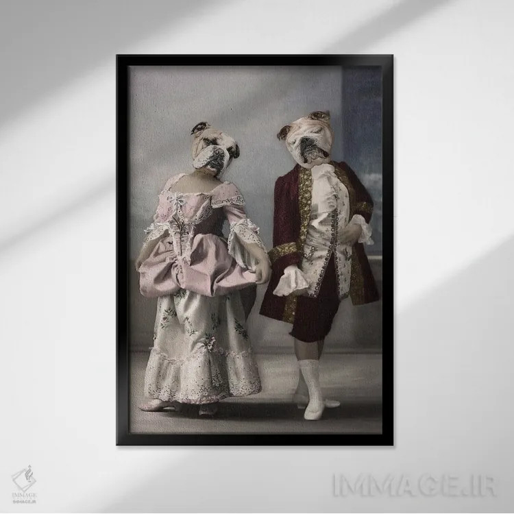 تابلو آیک و تینا اثر انیمال فَنسی - نمای قابدار مشکی