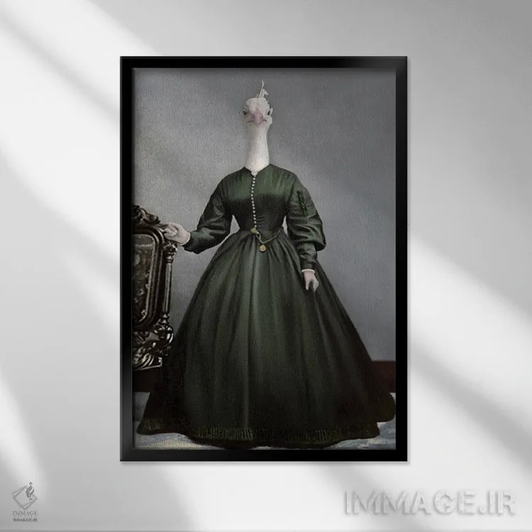 تابلو خانم پیکاک اثر انیمال فَنسی - نمای قابدار مشکی