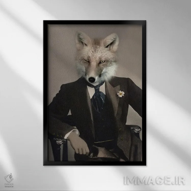 تابلو روباه تالبوت اثر انیمال فَنسی - نمای قابدار مشکی