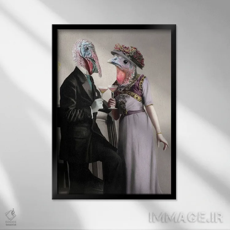 تابلو تست بوقلمون اثر انیمال فَنسی - نمای قابدار مشکی