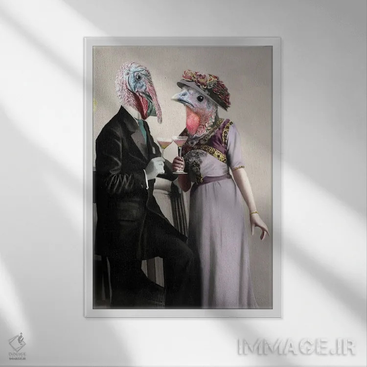 تابلو تست بوقلمون اثر انیمال فَنسی - نمای قابدار سفید