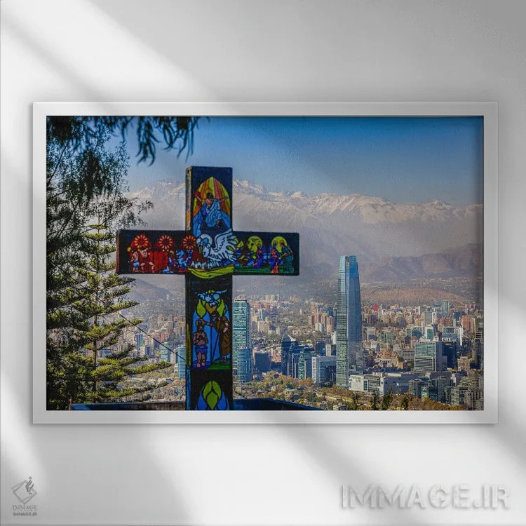 تابلو نمای متقاطع آسماننمای سانتیاگو اثر الکس جی پرز - نمای قابدار سفید