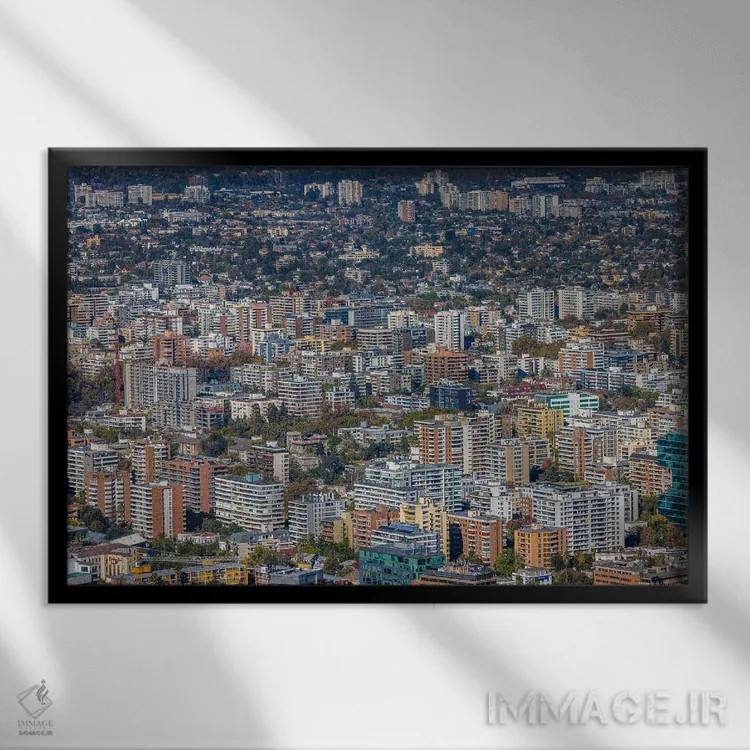 تابلو نمای آسماننمای آپارتمانهای سانتیاگو اثر الکس جی پرز - نمای قابدار مشکی