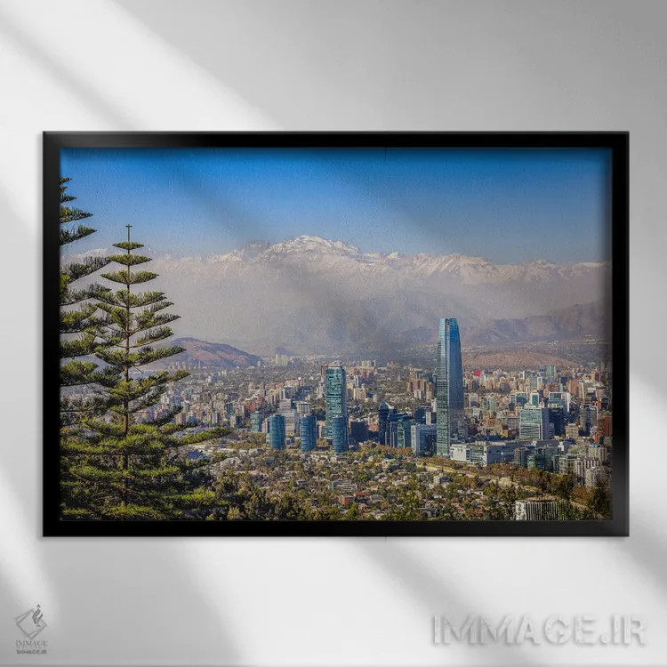 تابلو آسماننمای سانتیاگو هنگام روز اثر الکس جی پرز - نمای قابدار مشکی