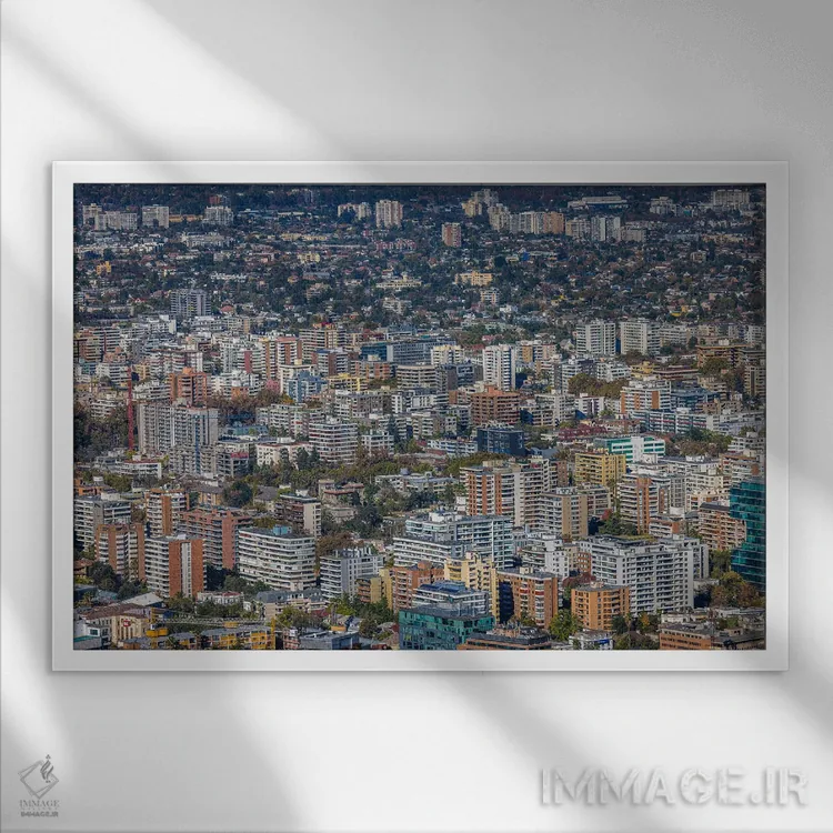 تابلو نمای آسماننمای آپارتمانهای سانتیاگو اثر الکس جی پرز - نمای قابدار سفید