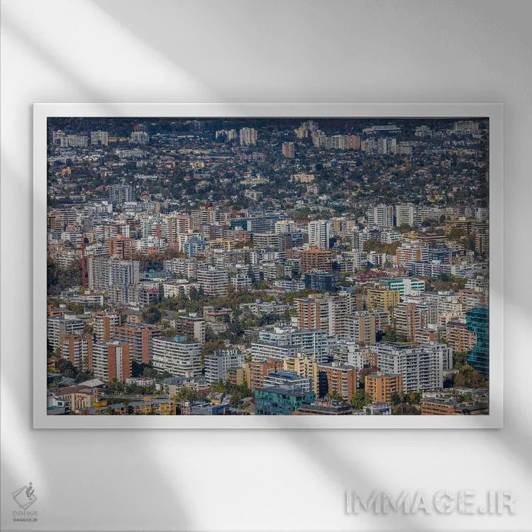 تابلو نمای آسماننمای آپارتمانهای سانتیاگو اثر الکس جی پرز - نمای قابدار سفید