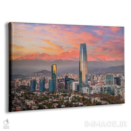 تابلو غروب آسماننمای سانتیاگو اثر الکس جی پرز - نمای پرسپکتیو محصول