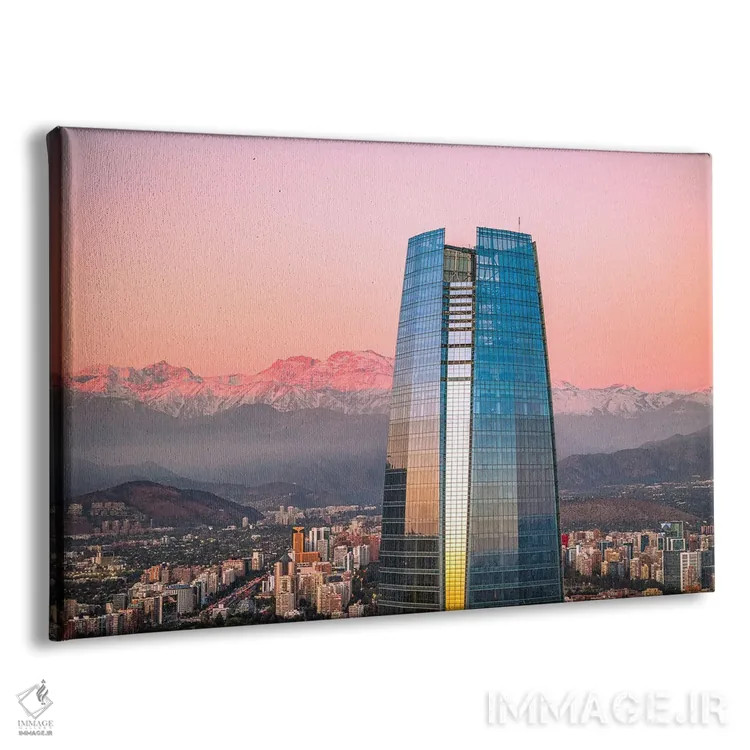 تابلو برج آسماننمای سانتیاگو هنگام غروب اثر الکس جی پرز - نمای پرسپکتیو محصول