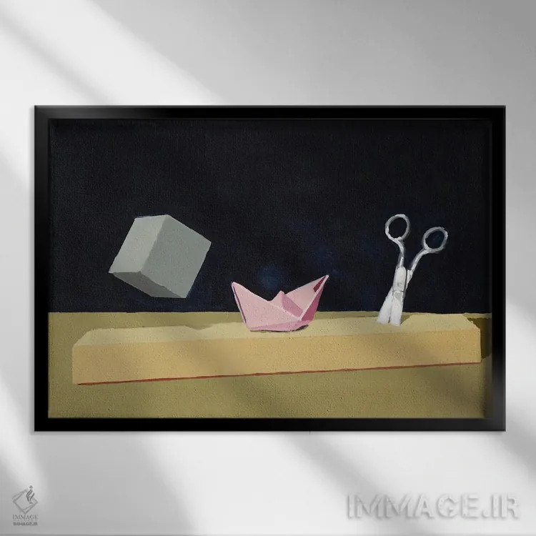 تابلو سنگ، کاغذ، قیچی (بازی) اثر الکساندر گراهوفسکی - نمای قابدار مشکی
