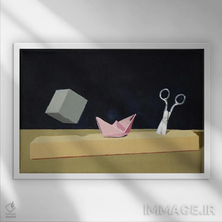 تابلو سنگ، کاغذ، قیچی (بازی) اثر الکساندر گراهوفسکی - نمای قابدار سفید