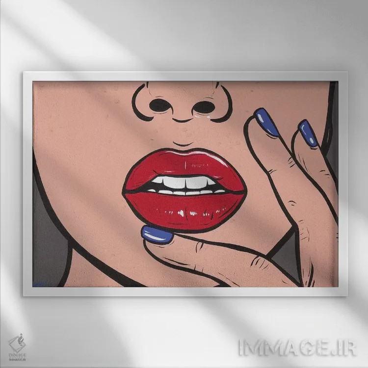 تابلو لبهای قرمز اثر آلیسون گاتچل - نمای قابدار سفید