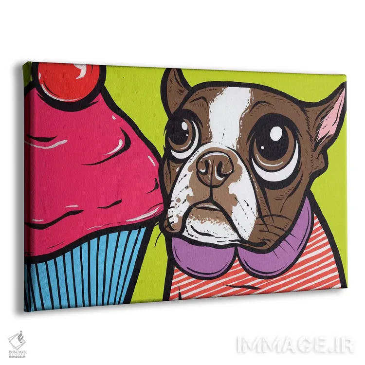 تابلو بوستون تریر قهوهای با کاپکیک اثر آلیسون گاتچل - نمای پرسپکتیو محصول