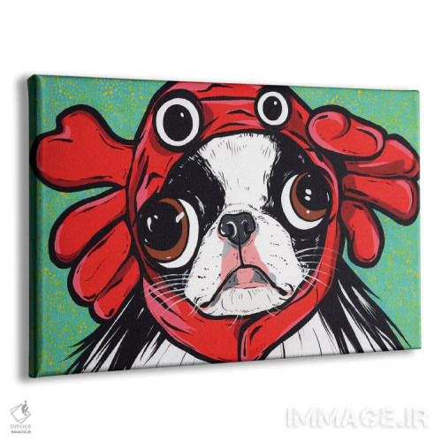 تابلو سگ ژاپنی شین با خرچنگ اثر آلیسون گاتچل - نمای پرسپکتیو محصول