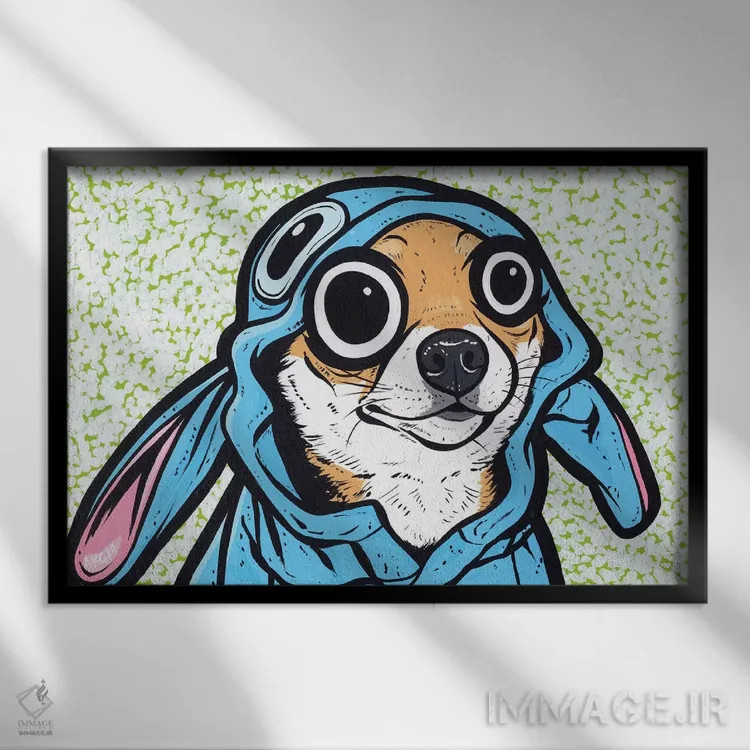 تابلو توله سگ شیبا اینو اثر آلیسون گاتچل - نمای قابدار مشکی