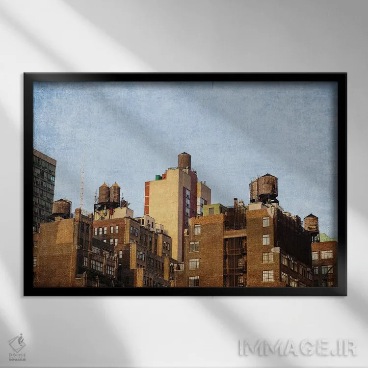 تابلو برجهای آب نیویورک سیتی اثر آن هادک - نمای قابدار مشکی
