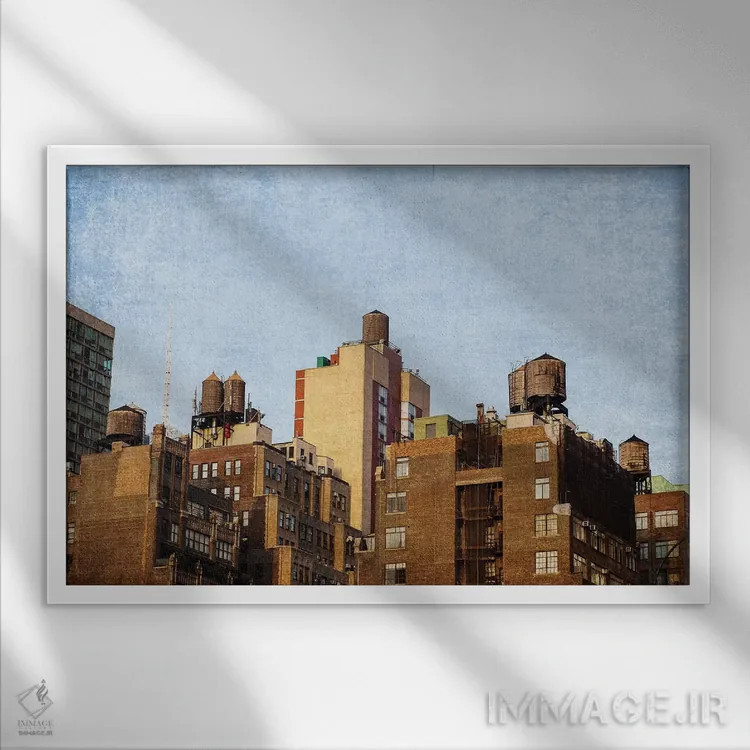 تابلو برجهای آب نیویورک سیتی اثر آن هادک - نمای قابدار سفید