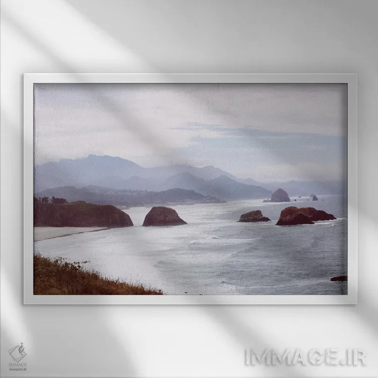 تابلو ساحل کانون، اورگن اثر آن هادک - نمای قابدار سفید