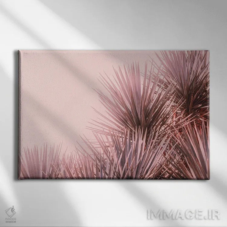 تابلو نخلهای صورتی بوهو (سبک هنری) اثر آن هادک - نمای روبهرو روی دیوار