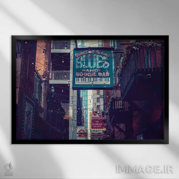 تابلو کوچه چاپچیها، نشویل، تنسی اثر آن هادک - نمای قابدار مشکی