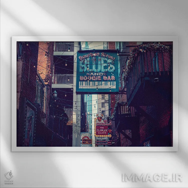 تابلو کوچه چاپچیها، نشویل، تنسی اثر آن هادک - نمای قابدار سفید