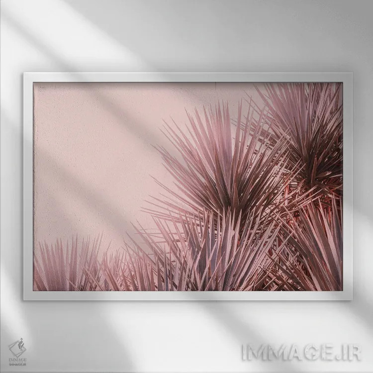 تابلو نخلهای صورتی بوهو (سبک هنری) اثر آن هادک - نمای قابدار سفید