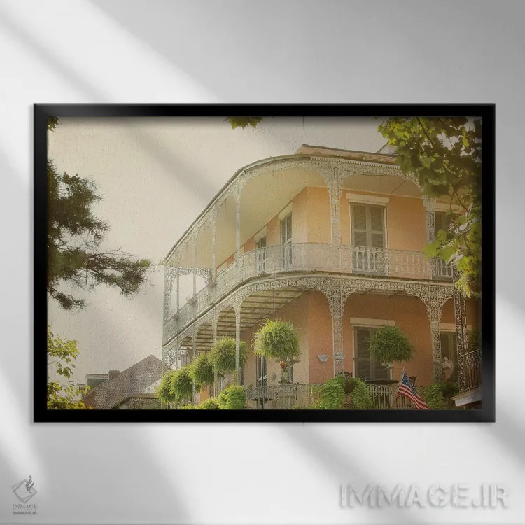 تابلو تابستان در محله فرانسوی (نیواورلئان) اثر آن هادک - نمای قابدار مشکی