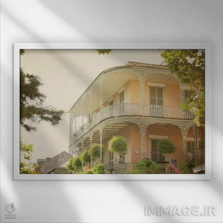 تابلو تابستان در محله فرانسوی (نیواورلئان) اثر آن هادک - نمای قابدار سفید