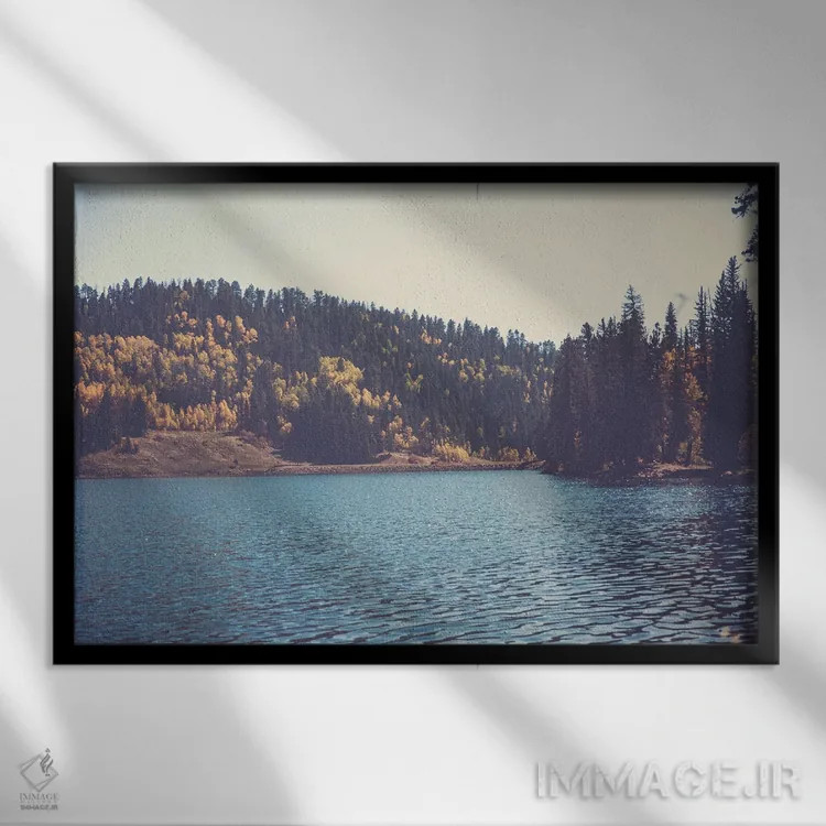 تابلو دریاچه کوهستانی کلرادو در پاییز اثر آن هادک - نمای قابدار مشکی