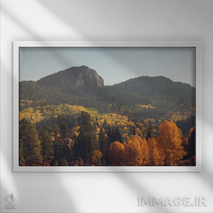 تابلو پاییز رنگارنگ کلرادو در کوهستان اثر آن هادک - نمای قابدار سفید